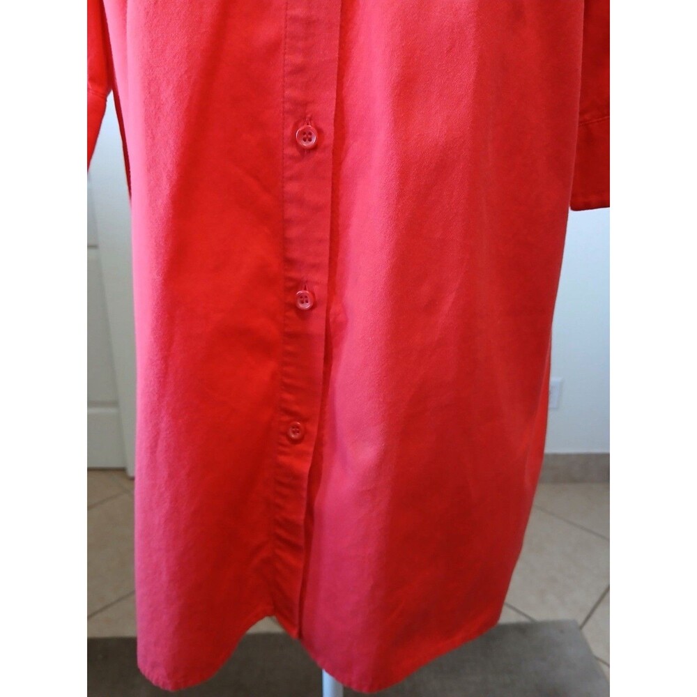 Chico’s‎ Red Lace Up Back Button Front Blouse Short Sleeve Tunic Size 2 Large - Picture 8 of 15